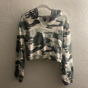 Wild Fable Army Print Crop Hoodie
